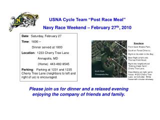 USNA Cycle Team “Post Race Meal” Navy Race Weekend – February 27 th , 2010