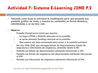 Actividad 7: Sistema E-Learning J2ME P.2