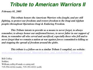 Tribute to American Warriors II