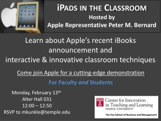 Learn about Apple’s recent iBooks announcement and interactive &amp; innovative classroom techniques