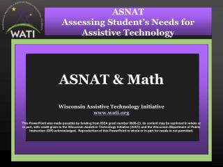 ASNAT &amp; Math Wisconsin Assistive Technology Initiative wati
