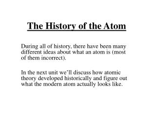 The History of the Atom