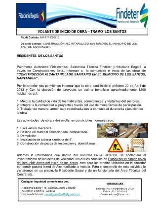 No. de Contrato : PAF-ATF-009-2012