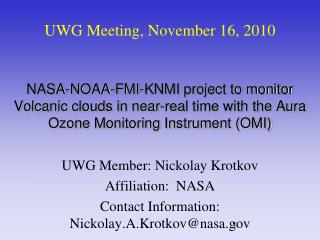 UWG Meeting, November 16, 2010