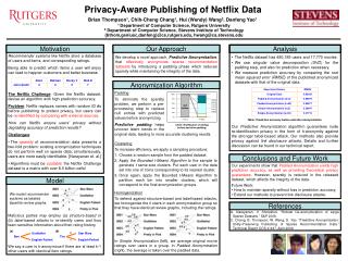 Privacy-Aware Publishing of Netflix Data