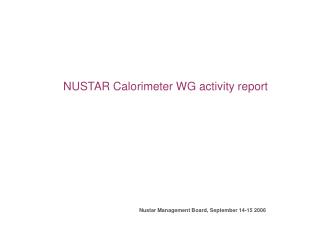 NUSTAR Calorimeter WG activity report