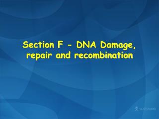 Section F - DNA Damage, repair and recombination
