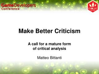 Make Better Criticism