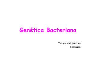 Genética Bacteriana