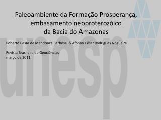 Paleoambiente da Formação Prosperança , embasamento neoproterozóico da Bacia do Amazonas