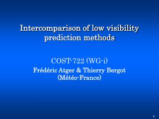 Intercomparison of low visibility prediction methods