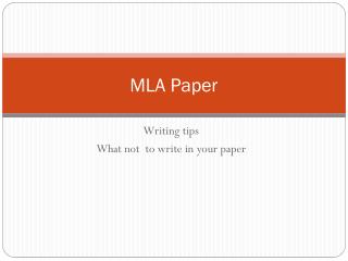 MLA Paper