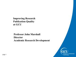 Improving Research Publication Quality at GCU