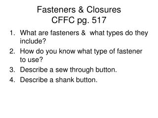 Fasteners &amp; Closures CFFC pg. 517