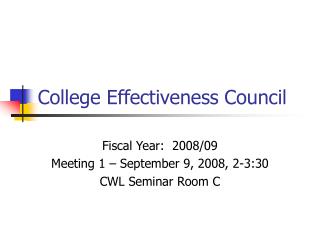 College Effectiveness Council