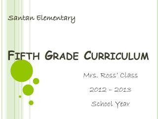 Fifth Grade Curriculum