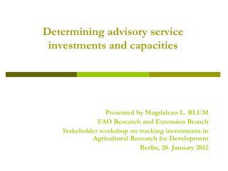 Determining advisory service investments and capacities