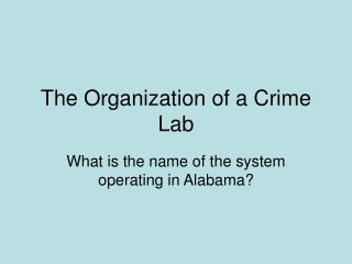 The Organization of a Crime Lab