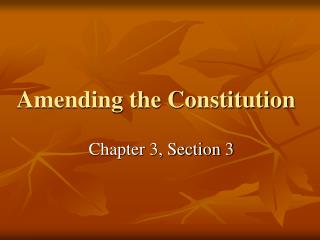 Amending the Constitution