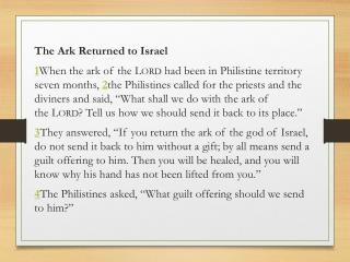 The Ark Returned to Israel