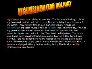 MY CHINESE NEW YEAR HOLIDAY