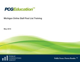 Michigan Online Staff Pool List Training