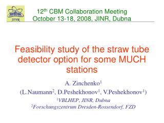 12 th CBM Collaboration Meeting October 13-18, 2008, JINR, Dubna