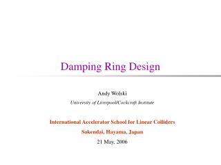 Damping Ring Design