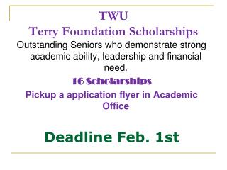 TWU Terry Foundation Scholarships