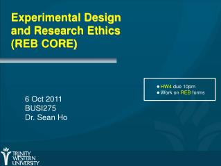 Experimental Design and Research Ethics (REB CORE)