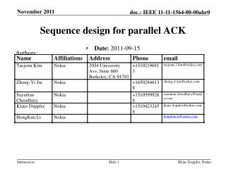 Sequence design for parallel ACK
