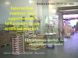 Interaction routines and opportunistic behaviours in an artificial market.