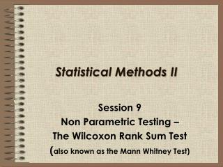 Statistical Methods II