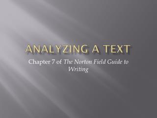 Analyzing a Text