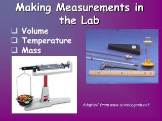 Making Measurements in the Lab