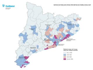 RATIOS DE POBLACIÓ ATESA PER METGE DE FAMÍLIA DELS EAP