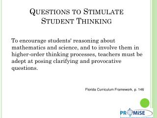 Questions to Stimulate Student Thinking