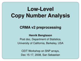 Low-Level Copy Number Analysis CRMA v2 preprocessing