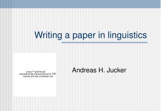 Writing a paper in linguistics