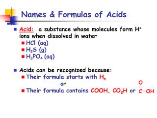 Names &amp; Formulas of Acids
