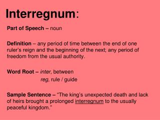 Interregnum :