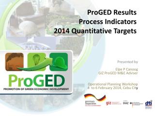 ProGED Results Process Indicators 2014 Quantitative Targets