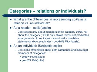 Categories – relations or individuals?