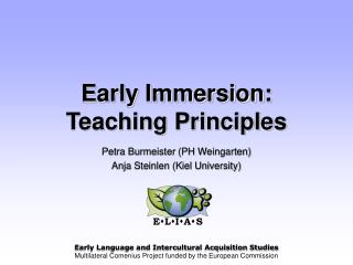 Early Immersion: Teaching Principles