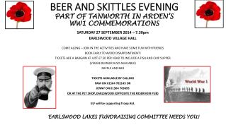 BEER AND SKITTLES EVENING PART OF TANWORTH IN ARDEN’S WW1 COMMEMORATIONS