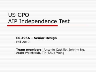 US GPO AIP Independence Test