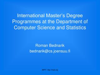 International Master’s Degree Programmes at the Department of Computer Science and Statistics