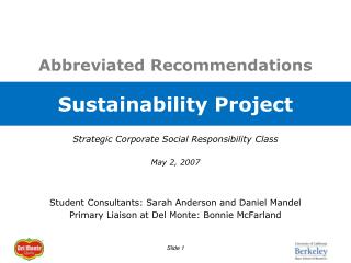 Sustainability Project