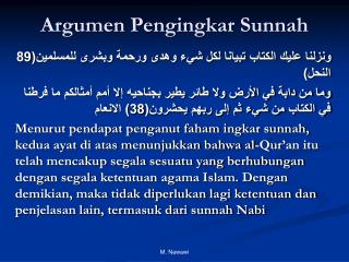 Argumen Pengingkar Sunnah