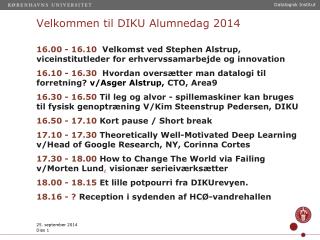 Velkommen til DIKU Alumnedag 2014